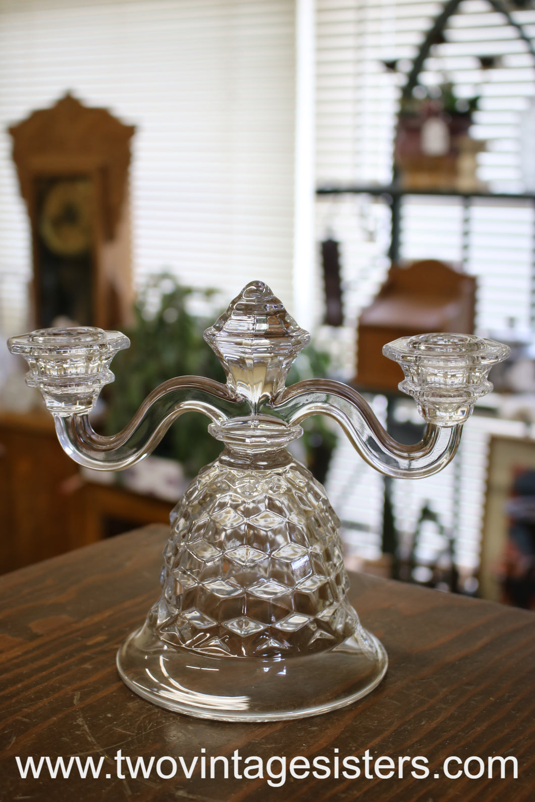 American Fostoria Lidded Double Candle Holder