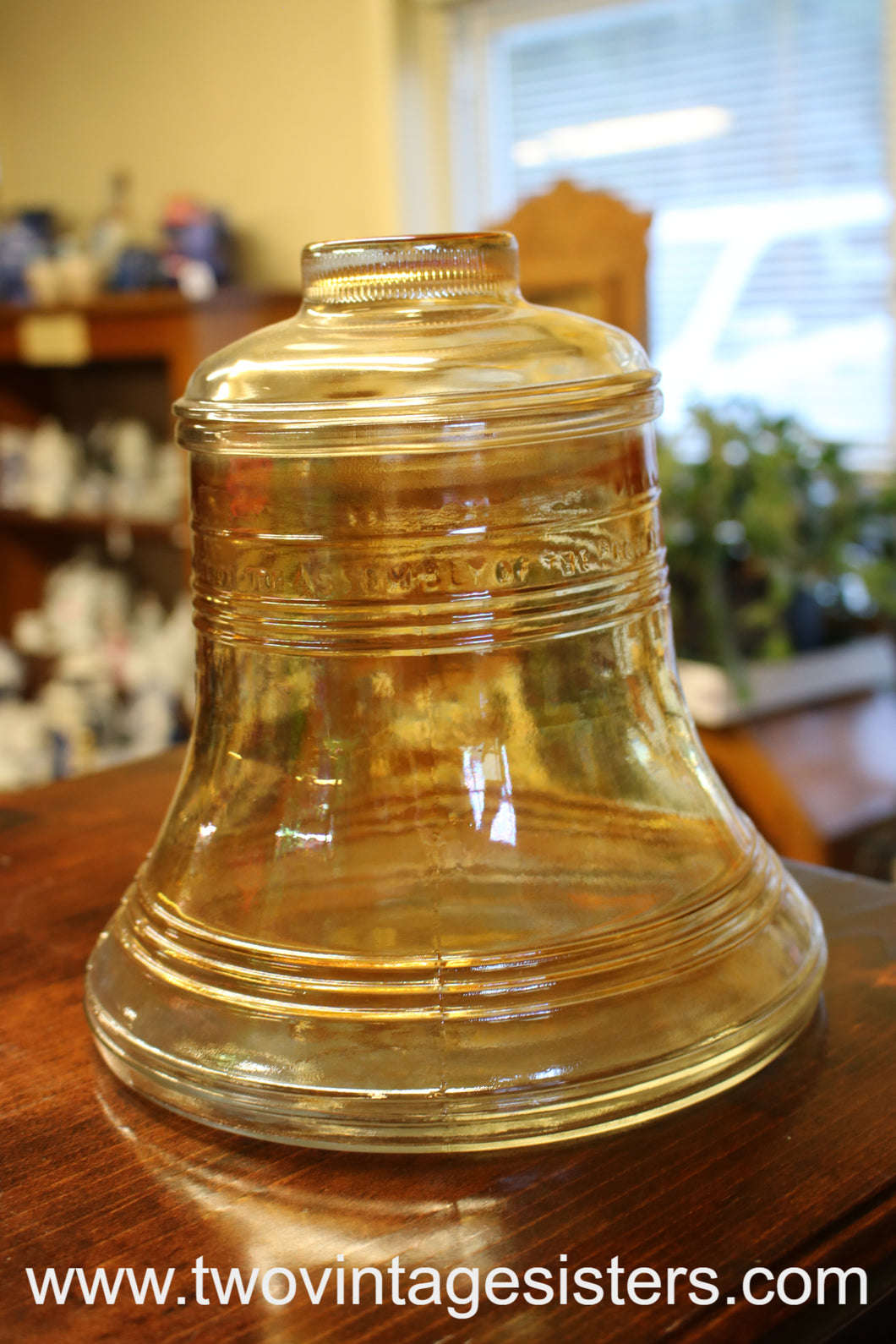 1976 Bicentennial Amber Glass Liberty Bell Cookie Jar