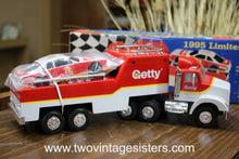 Load image into Gallery viewer, 1995 Getty Toy Race Car Carrier Limited Edition