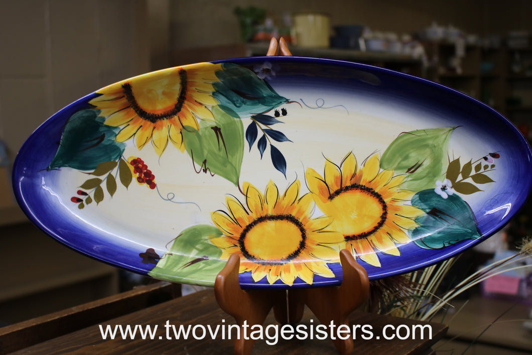 222 Fifth PTS International Sunflower Oval Platter