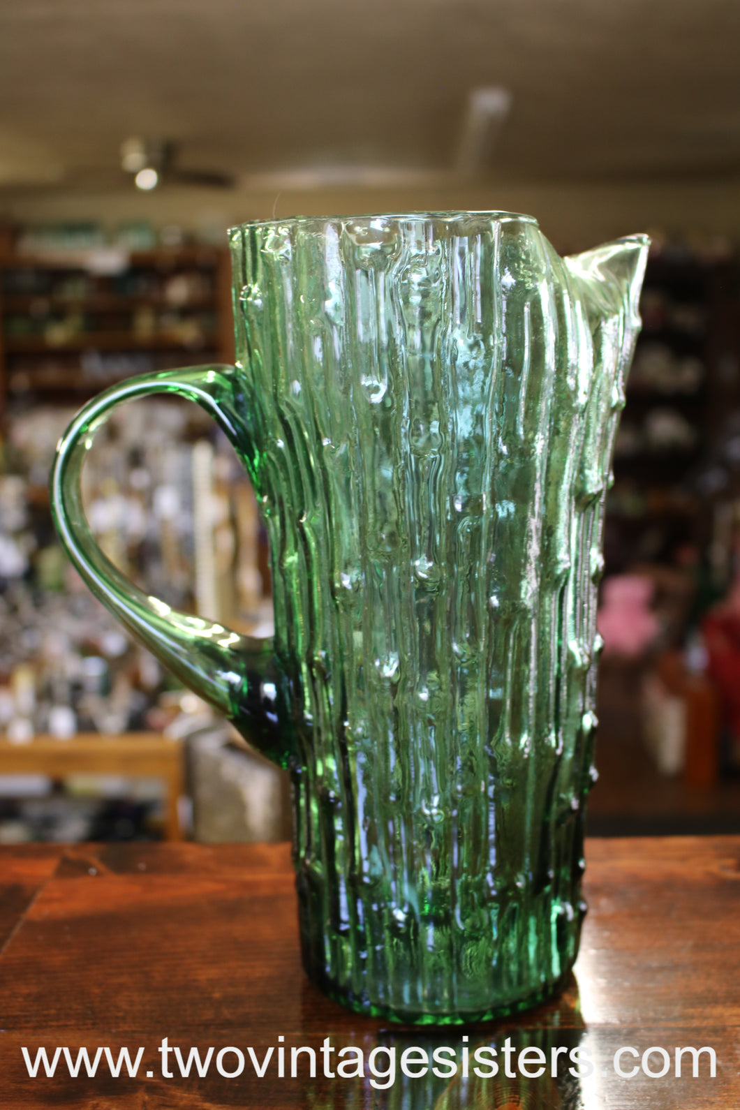 Anchor Hocking Imperial Bamboo Green Glass Pitcher