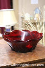 Load image into Gallery viewer, Anchor Hocking Ruby Red Scalloped Serving Bowl

