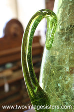 Load image into Gallery viewer, Blenko Crackle Glass Lime Green Glass Pitcher
