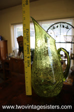 Load image into Gallery viewer, Blenko Crackle Glass Lime Green Glass Pitcher