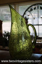 Load image into Gallery viewer, Blenko Crackle Glass Lime Green Glass Pitcher