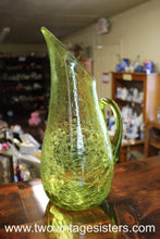 Load image into Gallery viewer, Blenko Crackle Glass Lime Green Glass Pitcher
