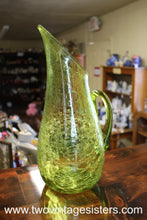 Load image into Gallery viewer, Blenko Crackle Glass Lime Green Glass Pitcher