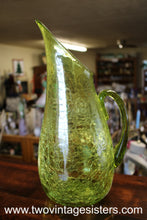 Load image into Gallery viewer, Blenko Crackle Glass Lime Green Glass Pitcher