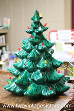 Load image into Gallery viewer, Ceramic Christmas Tree Red Blue Orange Lights No Base