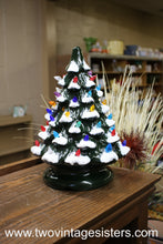 Load image into Gallery viewer, Ceramic Christmas Tree Red Blue Orange Lights No Base