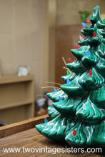 Load image into Gallery viewer, Ceramic Christmas Tree Red Blue Orange Lights No Base