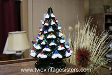 Load image into Gallery viewer, Ceramic Christmas Tree Red Blue Orange Lights No Base
