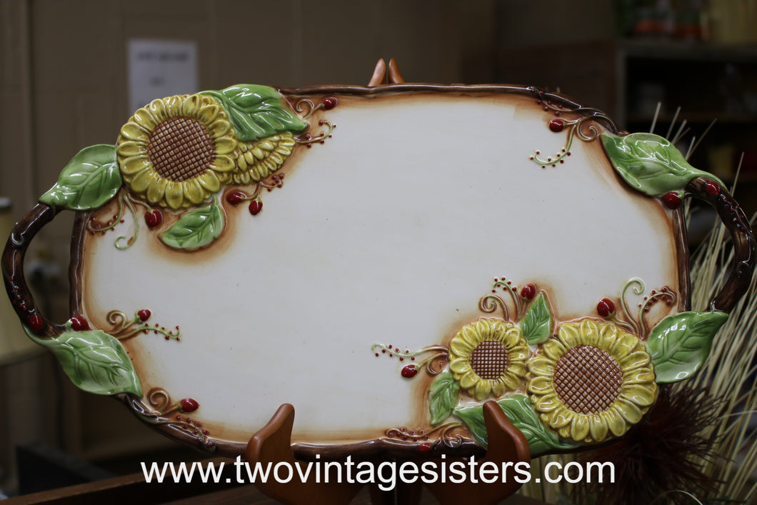 Ceramic Sunflower Cheese Plate Serving Platter