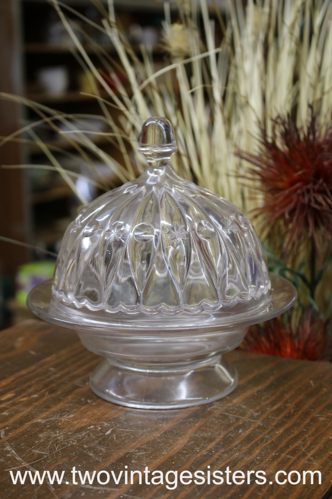 Clear Glass Covered Butter Dish
