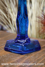 Load image into Gallery viewer, Cooperative Flint Blue Glass Candleholders Pair