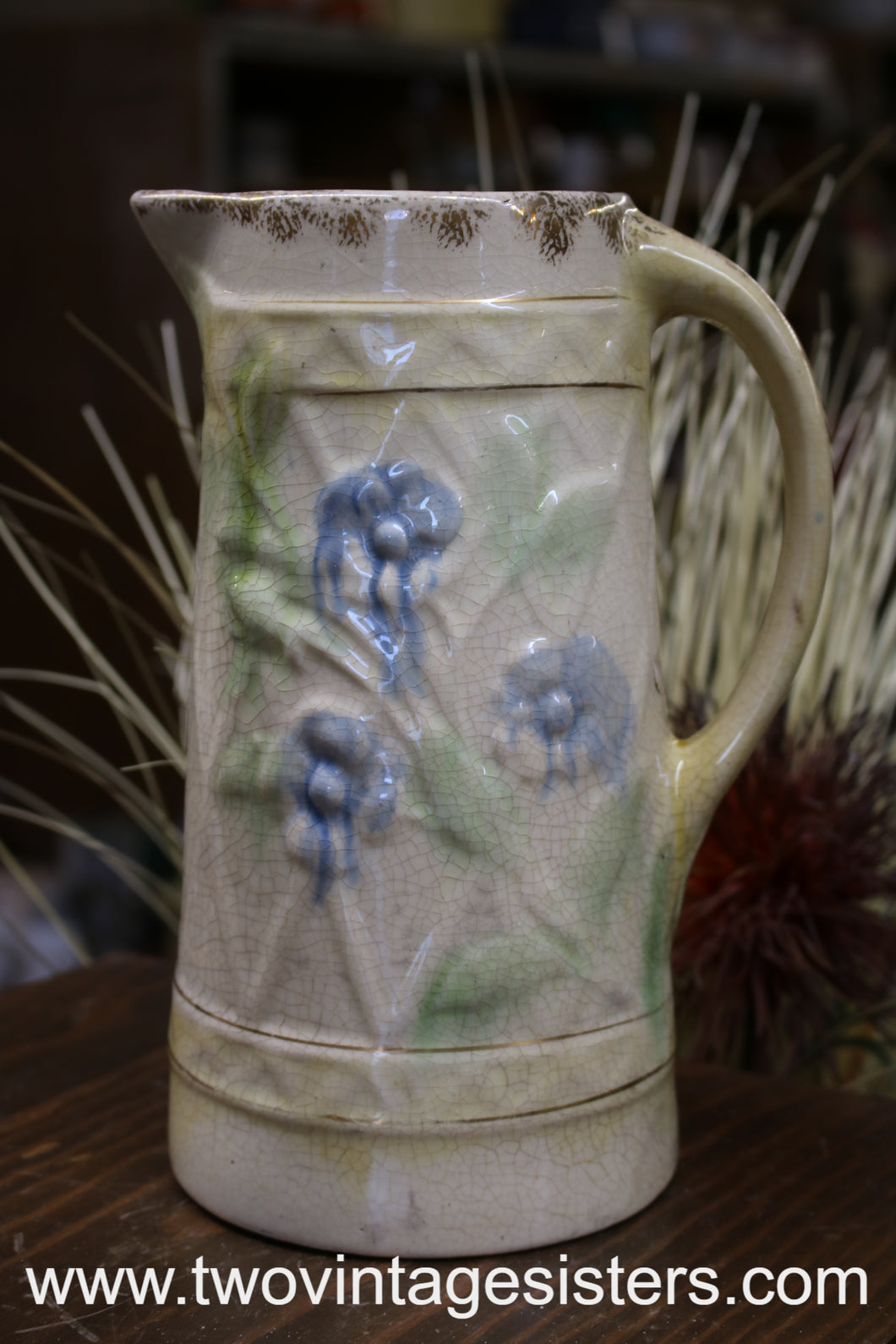 Early Roseville Arts Crafts Wild Rose Pitcher