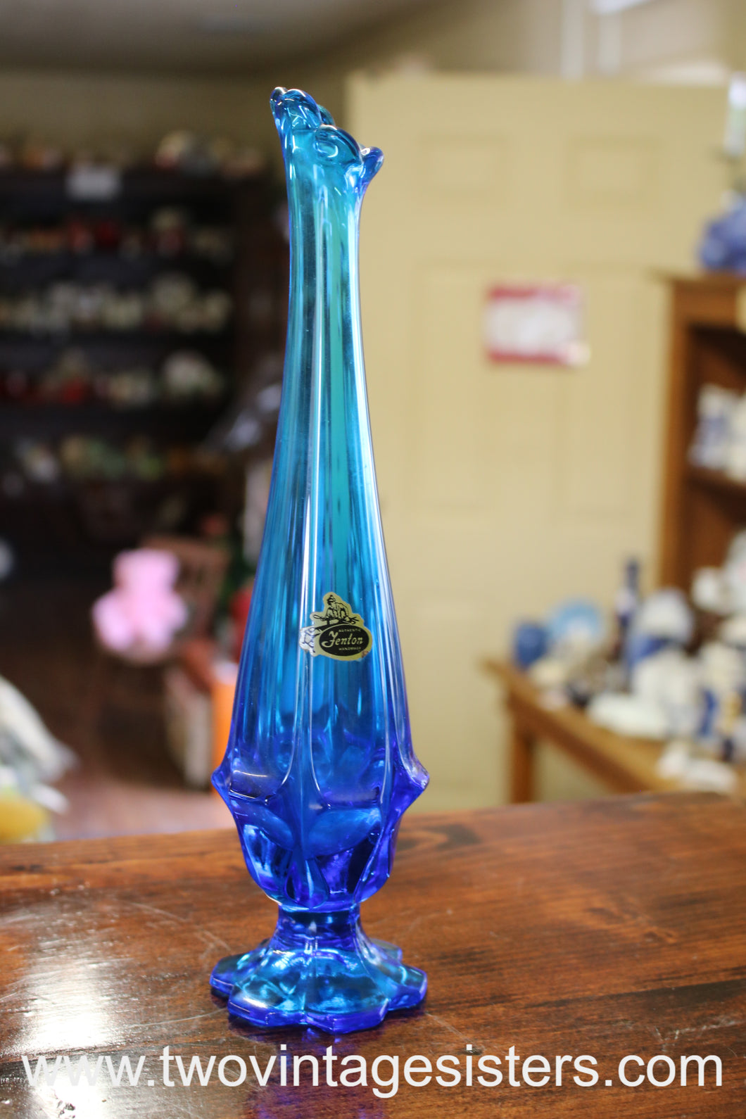 Fenton Colonial Blue Bud Vase
