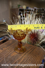 Load image into Gallery viewer, Fenton Glass Amber Thumbprint Compote - Vintage Collectible