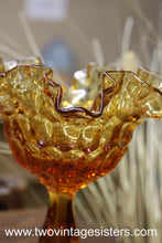 Load image into Gallery viewer, Fenton Glass Amber Thumbprint Compote - Vintage Collectible
