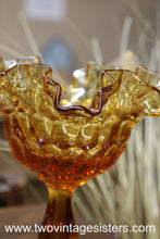 Load image into Gallery viewer, Fenton Glass Amber Thumbprint Compote - Vintage Collectible