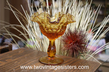 Load image into Gallery viewer, Fenton Glass Amber Thumbprint Compote - Vintage Collectible