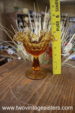 Load image into Gallery viewer, Fenton Glass Amber Thumbprint Compote - Vintage Collectible