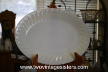 Load image into Gallery viewer, Fire King Ivory Swirl Milk Glass Oval Serving Platter