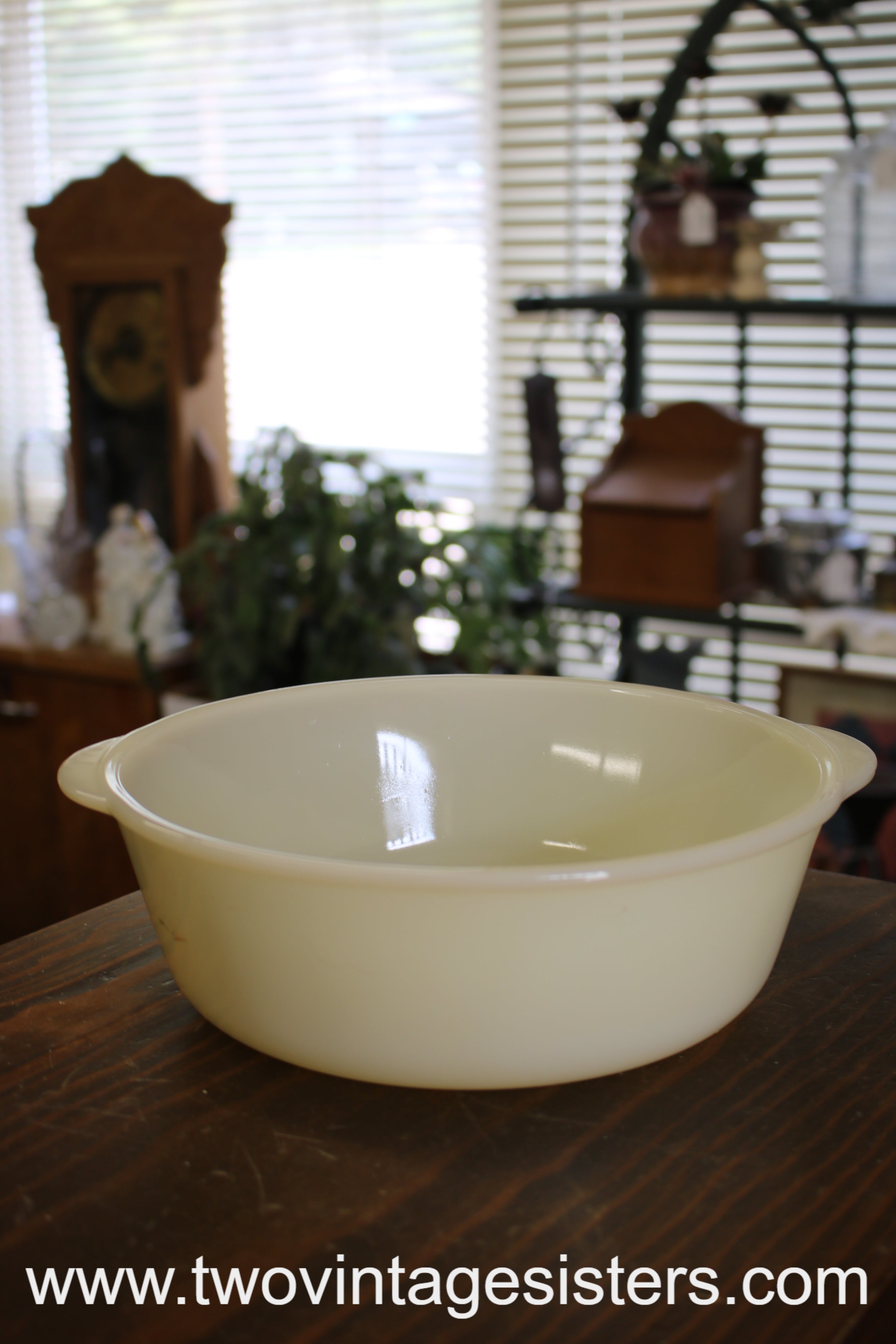 Fire King Swirl Milk Glass Round Casserole Dish