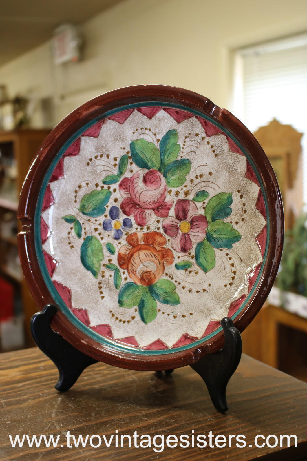 Mosaic Floral Ceramic Ash Tray Made in Italy