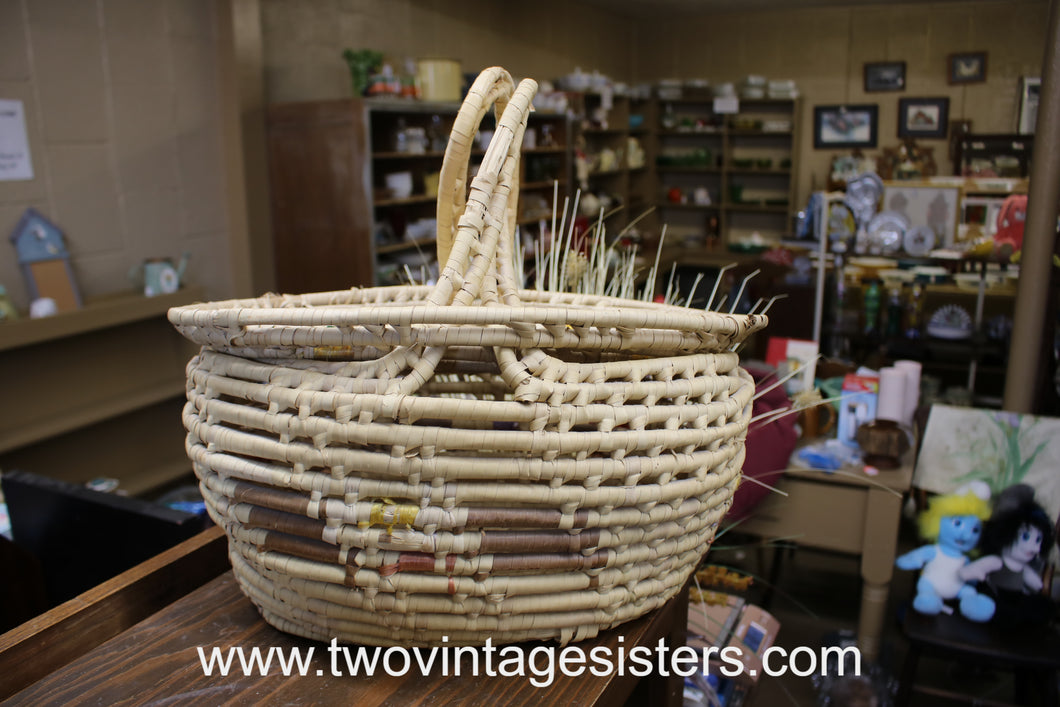 Grass Coil Lidded Wicker Basket