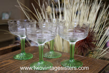 Load image into Gallery viewer, Green Clear Stemmed Sherbet Glasses Set
