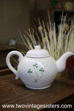 Load image into Gallery viewer, Green Clover Basket Weave Teapot
