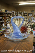 Load image into Gallery viewer, Hand Blown Glass Art Blue Swirl Basket
