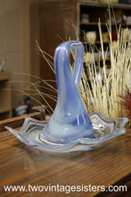 Load image into Gallery viewer, Hand Blown Glass Art Blue Swirl Basket
