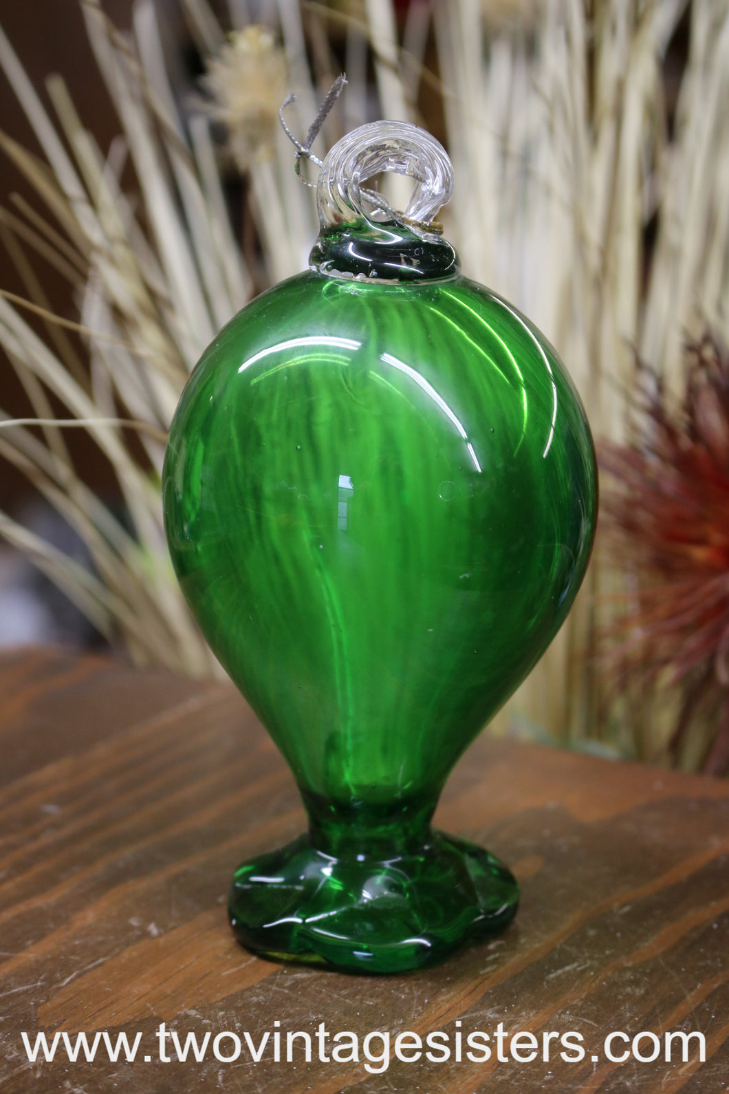 Hand Blown Green Glass Ornament