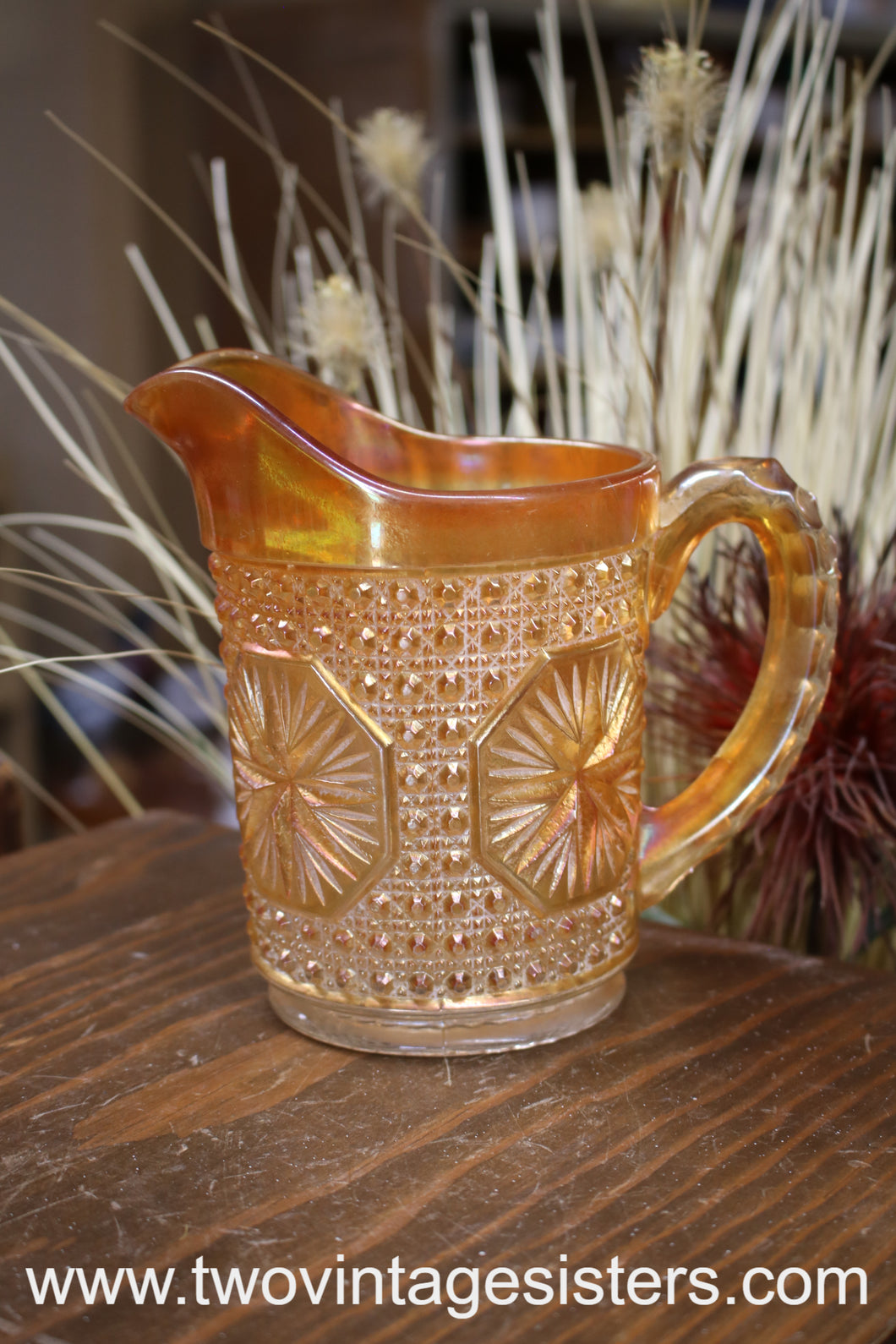 Imperial Carnival Glass Marigold Star Medallion Pitcher 2476B