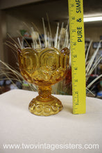 Load image into Gallery viewer, L.E Smith Amber Moon Stars Glass Compote