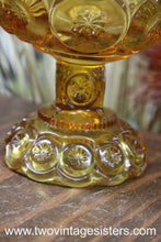 Load image into Gallery viewer, L.E Smith Amber Moon Stars Glass Compote