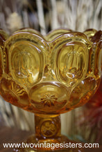Load image into Gallery viewer, L.E Smith Amber Moon Stars Glass Compote