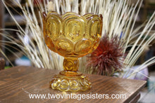 Load image into Gallery viewer, L.E Smith Amber Moon Stars Glass Compote