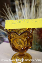 Load image into Gallery viewer, L.E Smith Amber Moon Stars Glass Compote