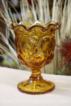 Load image into Gallery viewer, L.E Smith Amber Moon Stars Glass Compote