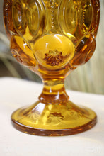Load image into Gallery viewer, L.E Smith Amber Moon Stars Glass Compote