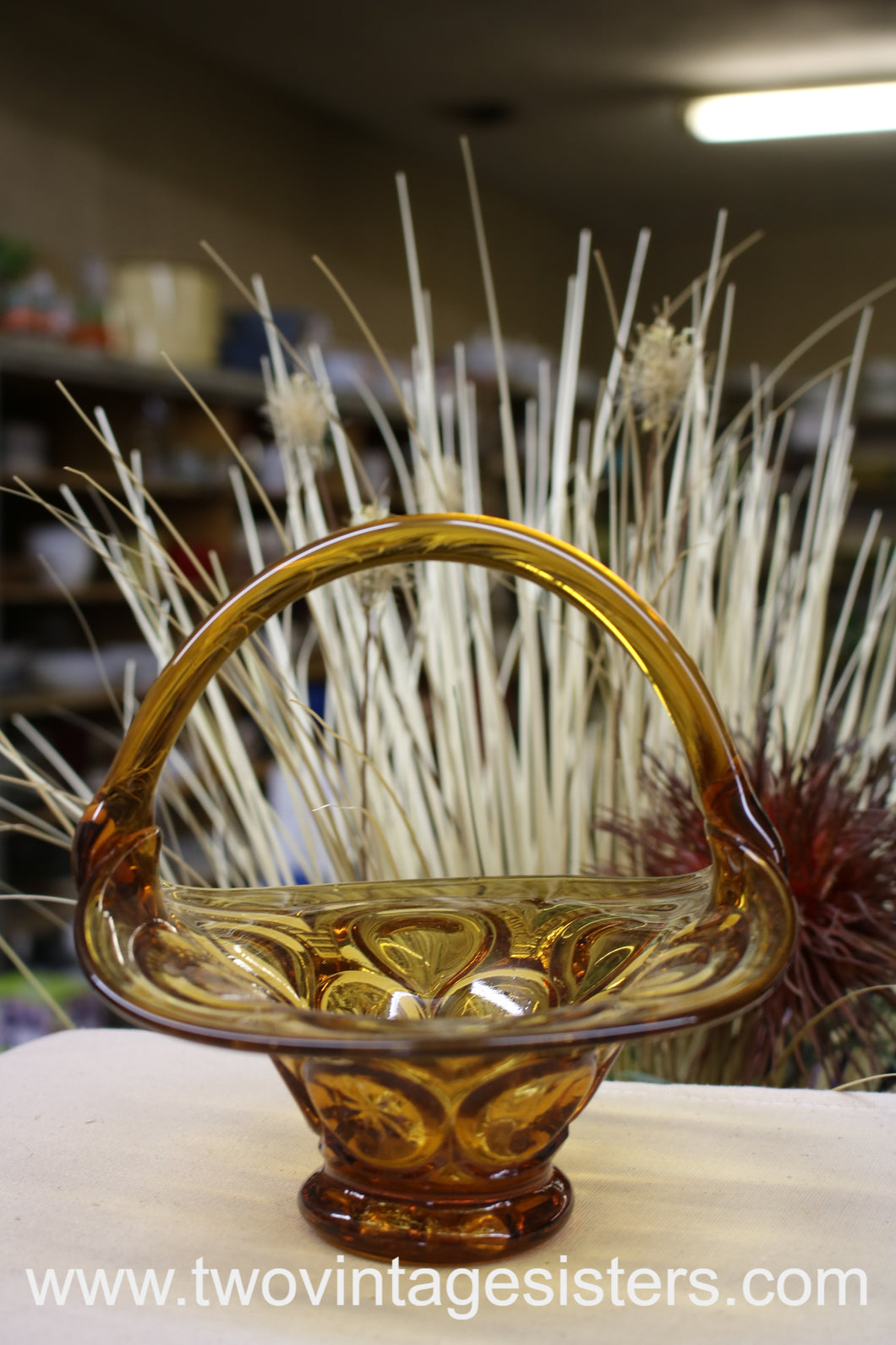L.E Smith Amber Glass Basket