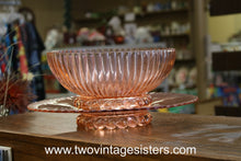 Load image into Gallery viewer, Petticoat Ribbed Pink Depression Glass Bowl &amp; Cake Platter
