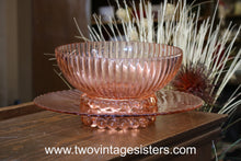 Load image into Gallery viewer, Petticoat Ribbed Pink Depression Glass Bowl & Cake Platter