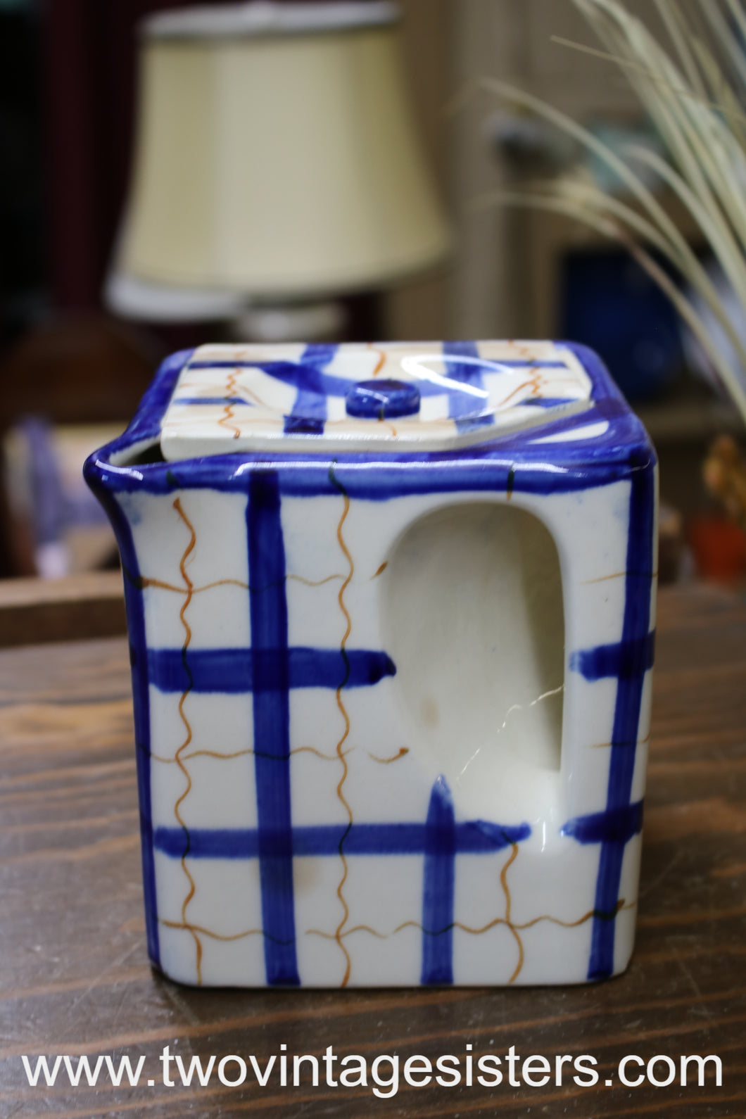 Plaid Ceramic Cube Teapot Japan