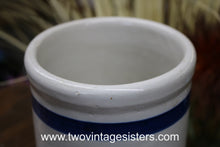 Load image into Gallery viewer, Primitive Roseville Ceramic Crock Blue Stripe - Collectible
