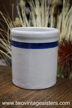 Load image into Gallery viewer, Primitive Roseville Ceramic Crock Blue Stripe - Collectible