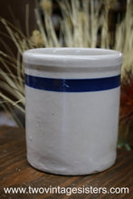 Load image into Gallery viewer, Primitive Roseville Ceramic Crock Blue Stripe - Collectible